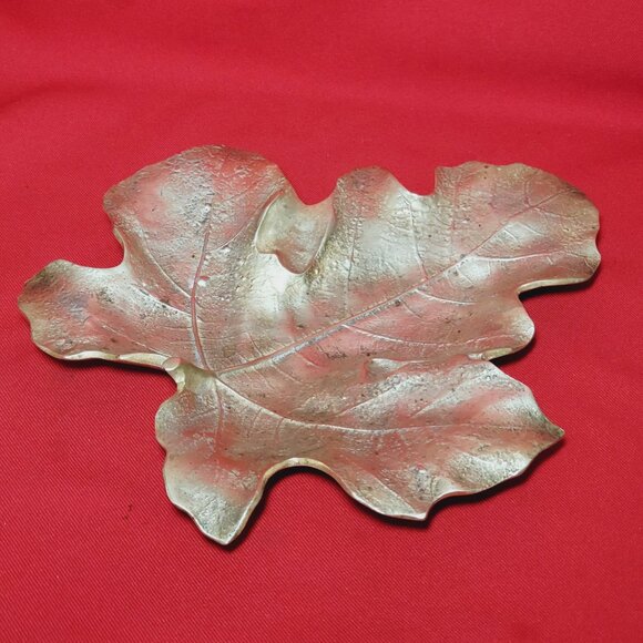 Cast Solid Brass Fig Leaf Dish Tray By Virginia Metalcrafters Circa 1948 - Picture 7 of 12
